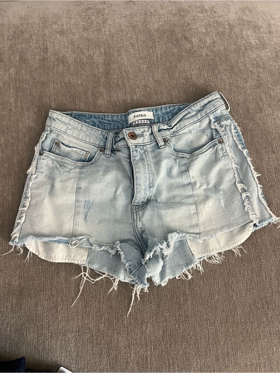 pistola Pants - pistola Light Wash Frayed Denim Shorts